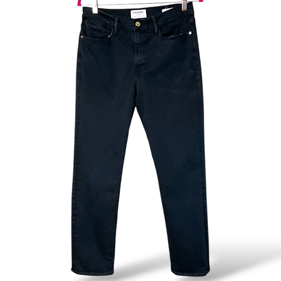 FRAME Le High Straight in Film Noir Jeans Cotton Blend US Sz 31 - Picture 3 of 14